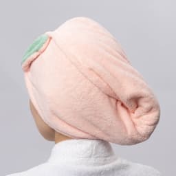 Чалма для сушки волос Доляна «Ушки», микрофибра, с пуговкой, розовая