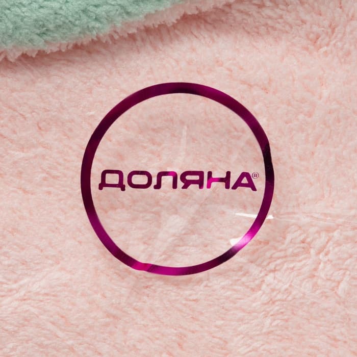 Чалма для сушки волос Доляна «Ушки», микрофибра, с пуговкой, розовая