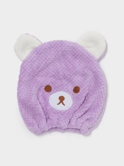 Чалма для сушки волос Доляна «Медвежонок», микрофибра, фиолетовая