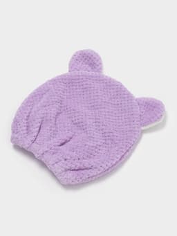 Чалма для сушки волос Доляна «Медвежонок», микрофибра, фиолетовая