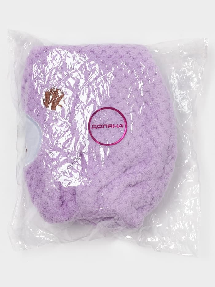 Чалма для сушки волос Доляна «Медвежонок», микрофибра, фиолетовая