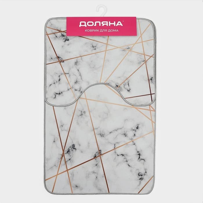 Коврики для ванной и туалета Доляна «Мрамор», 2 шт., 50×80 см, 40×50 см