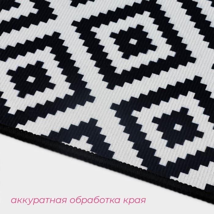Коврики для ванной и туалета Доляна «Грета», 2 шт.: 50×80, 40×50 см, чёрно-белые