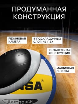 Волейбольный мяч MINSA, машинная сшивка, 18 панелей, размер 5, TPU