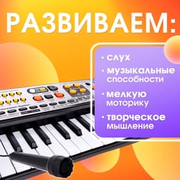 Синтезатор детский с микрофоном «Музыкальный взрыв», 49 клавиш с радио, работает от батареек