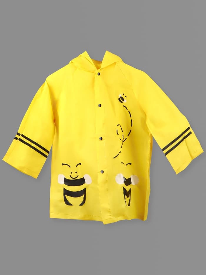 Дождевик детский «Пчёлки» на кнопках с капюшоном, размер M, рост 100-110 см, жёлтый