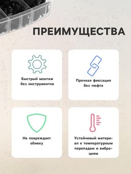 Клипсы и пистоны крепежные, 16 видов, набор 625 шт.