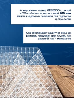 Плёнка армированная Greengo, полиэтиленовая с леской, 25×2 м, толщина 200 мкм, УФ-стабилизированная