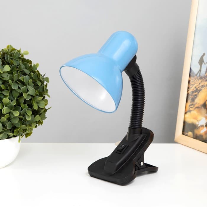 Лампа настольная Е27, с выкл. на зажиме (220 В) голубая (108 В) RISALUX