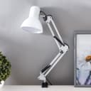 Лампа настольная Е27, h=55 см, шарнирная, на зажиме (220 В) белая RISALUX