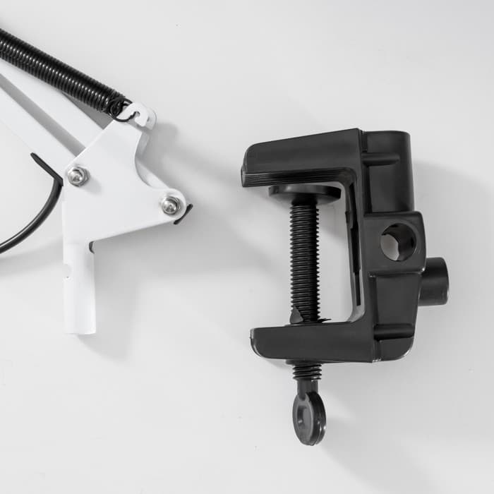 Лампа настольная Е27, h=55 см, шарнирная, на зажиме (220 В) белая RISALUX