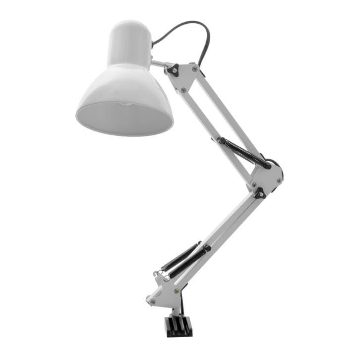 Лампа настольная Е27, h=55 см, шарнирная, на зажиме (220 В) белая RISALUX