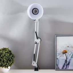 Лампа настольная Е27, h=55 см, шарнирная, на зажиме (220 В) белая RISALUX