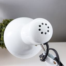 Лампа настольная Е27, h=55 см, шарнирная, на зажиме (220 В) белая RISALUX