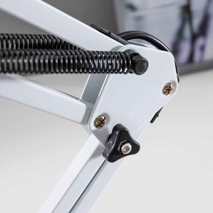 Лампа настольная Е27, h=55 см, шарнирная, на зажиме (220 В) белая RISALUX