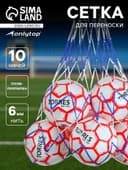 Сетка для переноски мячей ONLYTOP, на 10 мячей, нить 6 мм, 1.2 м, бело-синяя