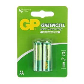 Батарейка солевая GP Greencell Extra Heavy Duty, AA, R6-2BL, 1.5 В, блистер, 2 шт.