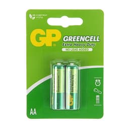 Батарейка солевая GP Greencell Extra Heavy Duty, AA, R6-2BL, 1.5 В, блистер, 2 шт.