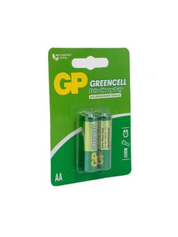 Батарейка солевая GP Greencell Extra Heavy Duty, AA, R6-2BL, 1.5 В, блистер, 2 шт.