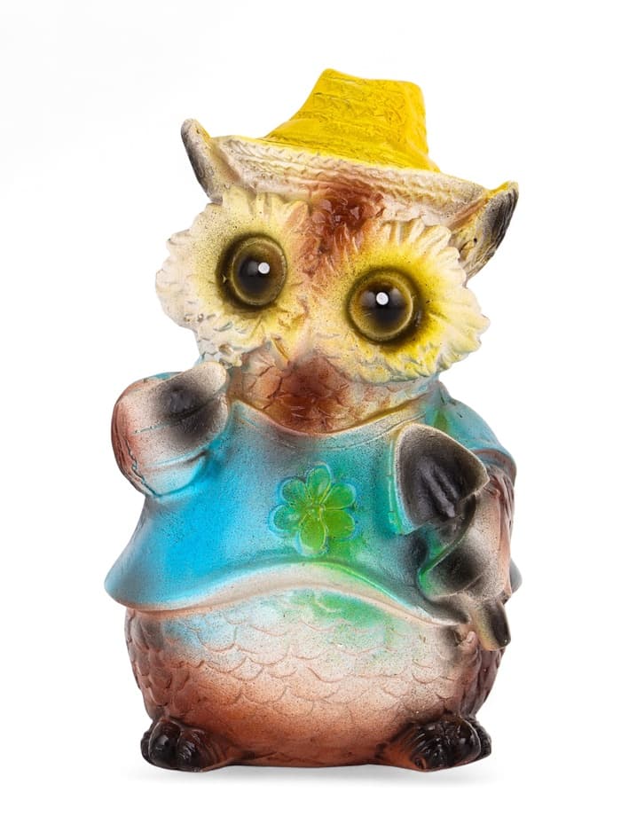 Садовая фигура из гипса «Филин в шляпке», 9×9×15 см