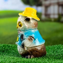 Садовая фигура из гипса «Филин в шляпке», 9×9×15 см