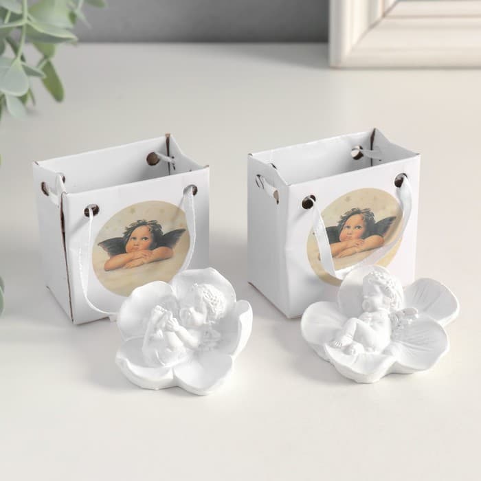 Фигурка «Ангелочек спящий в цветке», 3.5×5.5×5.5 см, МИКС