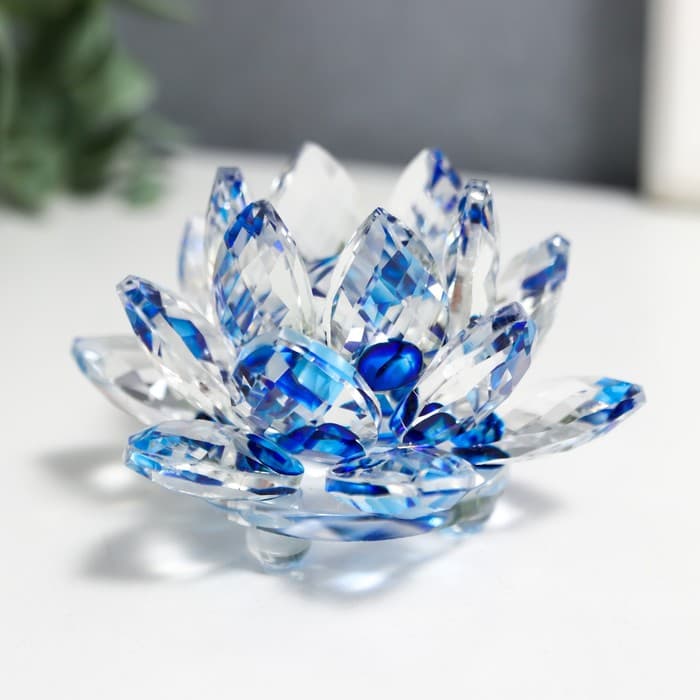 Фигурка стекло «Лотос трехъярусный», топаз, d=8 см