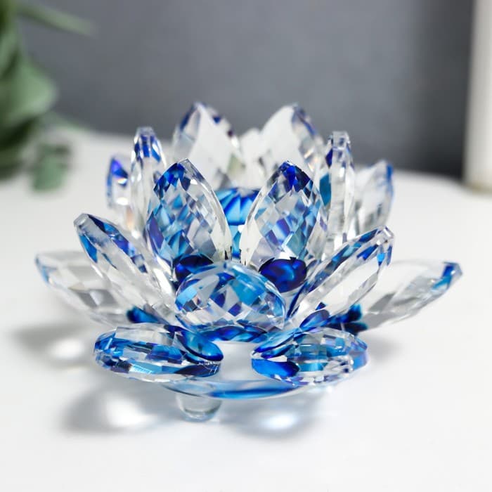 Фигурка стекло «Лотос трехъярусный», топаз, d=8 см