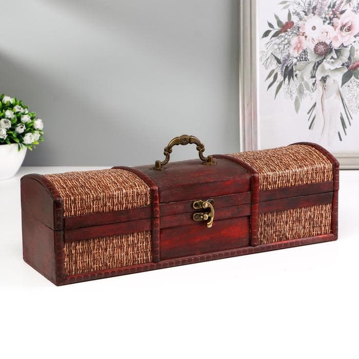 Шкатулка подарочная под бутылку «Сундучок», дерево, 36×11×11 см