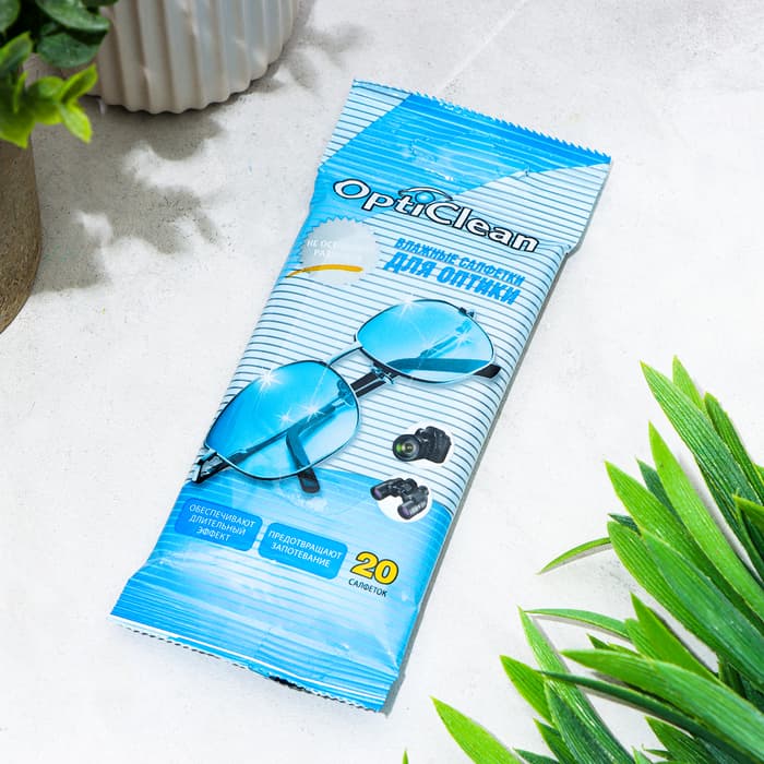 Влажные салфетки OptiClean, для оптики, 20 шт.