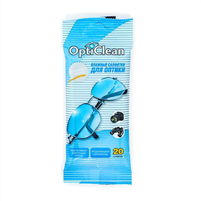 Влажные салфетки OptiClean, для оптики, 20 шт.
