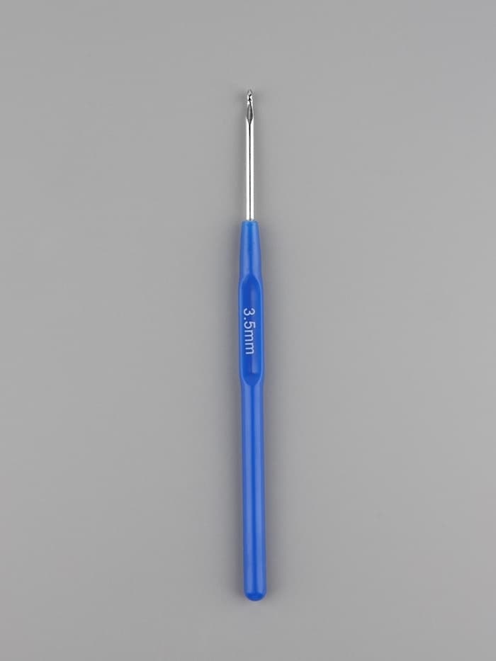 Крючок для вязания, с пластиковой ручкой, d=3.5 мм, 13.5 см, синий