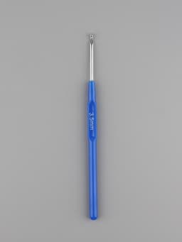 Крючок для вязания, с пластиковой ручкой, d=3.5 мм, 13.5 см, синий