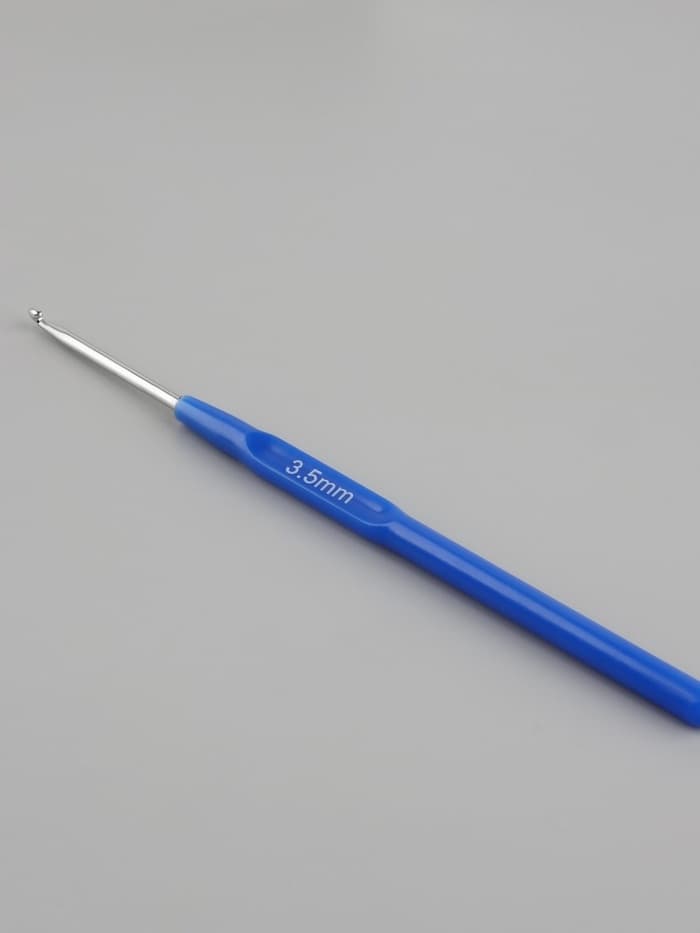 Крючок для вязания, с пластиковой ручкой, d=3.5 мм, 13.5 см, синий