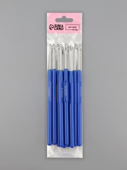 Крючок для вязания, с пластиковой ручкой, d=3.5 мм, 13.5 см, синий