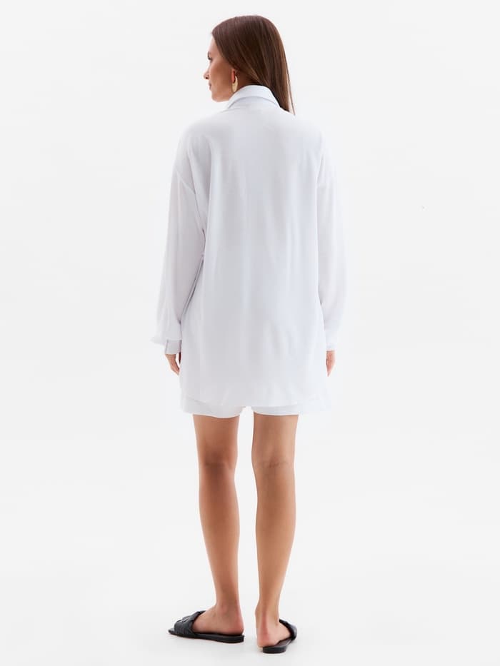 Костюм женский (рубашка, шорты) MINAKU, белый, размер 42