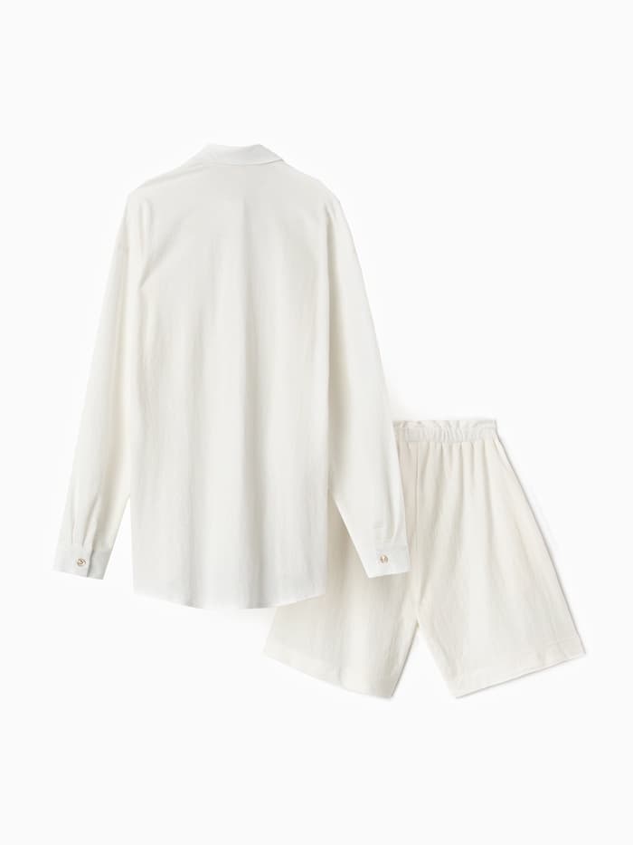 Костюм женский (рубашка, шорты) MINAKU, белый, размер 44