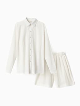 Костюм женский (рубашка, шорты) MINAKU, белый, размер 44