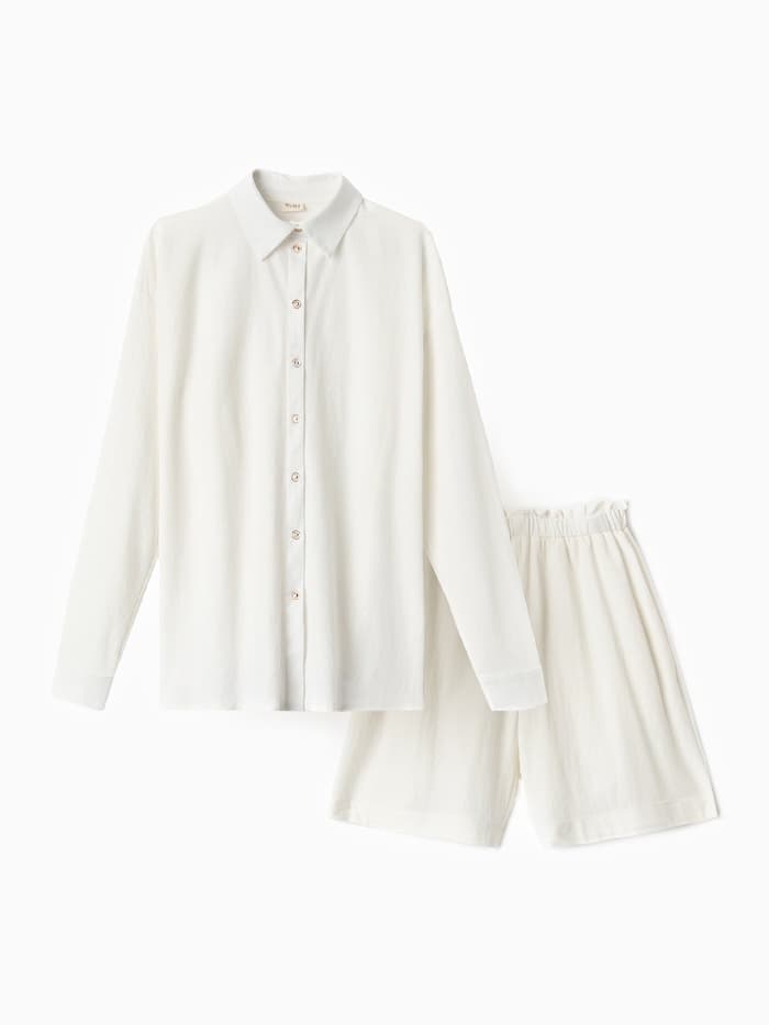 Костюм женский (рубашка, шорты) MINAKU, белый, размер 50