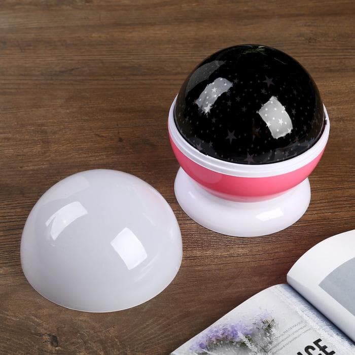 Ночник-проектор «Звёздное небо», вращение, (4ААА или USB) розовый 12×10 см RISALUX