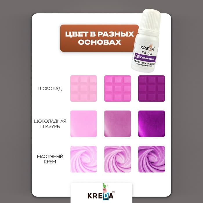 Краситель пищевой Oil-gel, жирорастворимый, сиреневый, 10 мл
