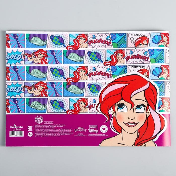 Альбом для рисования А4, 40 листов 100 г/м², на скрепке, «Принцессы»