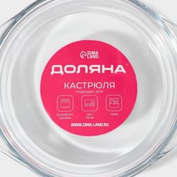 Кастрюля для запекания Доляна «Фуэго», 1 л, 20.7×18×8 см, жаропрочное стекло, прозрачная