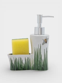 Дозатор для моющего средства с подставкой для губки Доляна «Травка», 240 мл