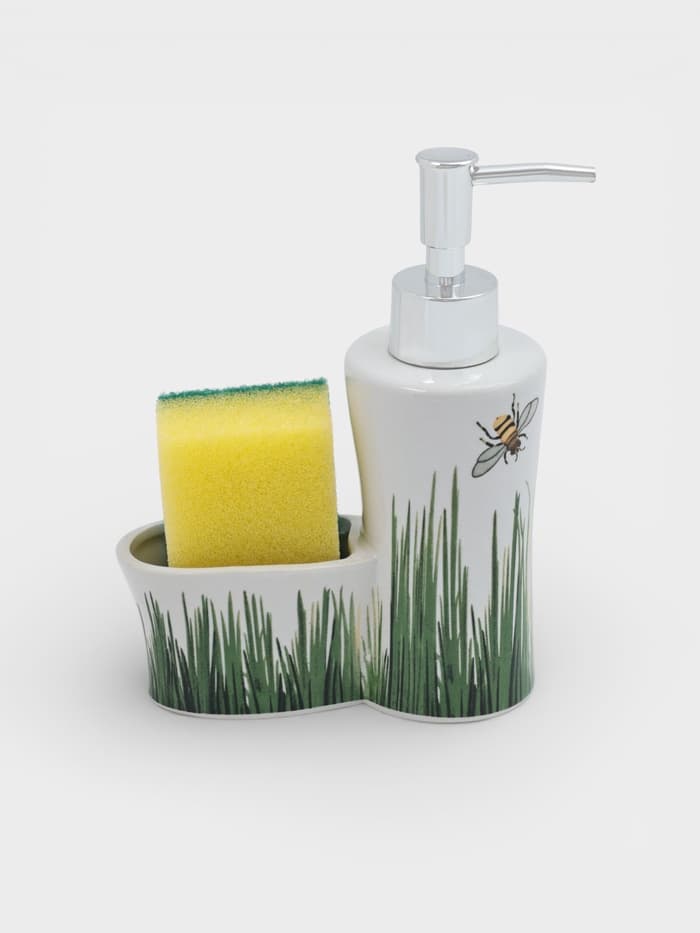 Дозатор для моющего средства с подставкой для губки Доляна «Травка», 240 мл