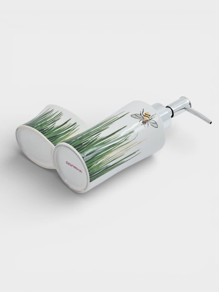 Дозатор для моющего средства с подставкой для губки Доляна «Травка», 240 мл