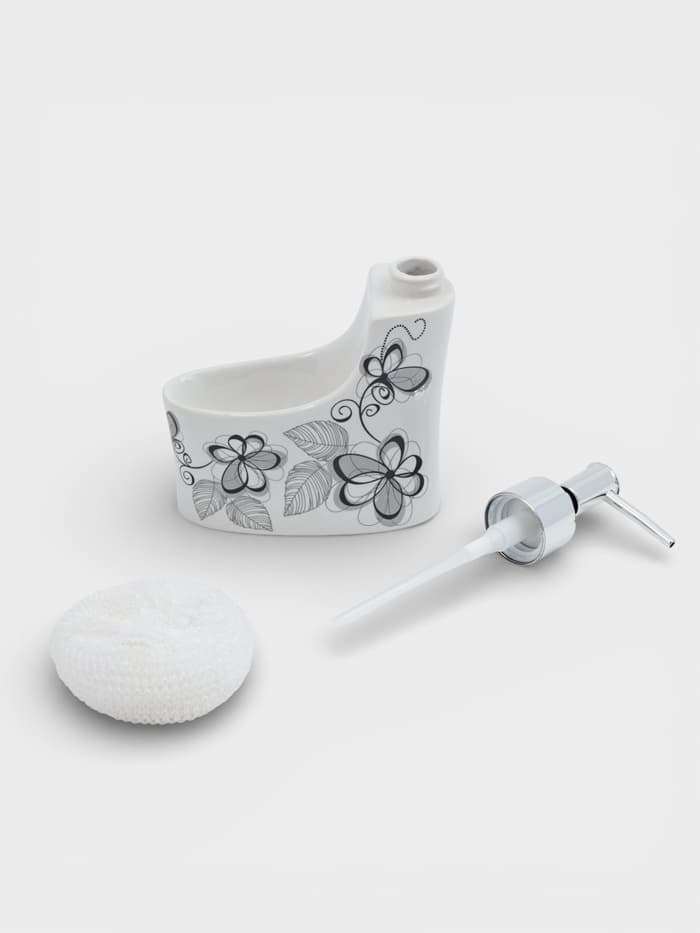 Дозатор для моющего средства с подставкой для губки Доляна «Романтика», 250 мл