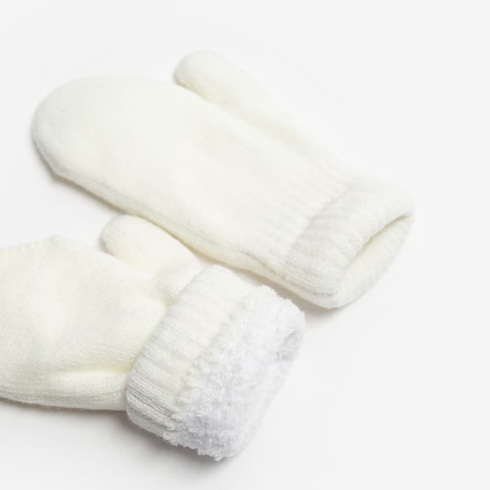 Варежки детские двухслойные MINAKU «Однотонные», белые, размер 15 (6-8 лет)