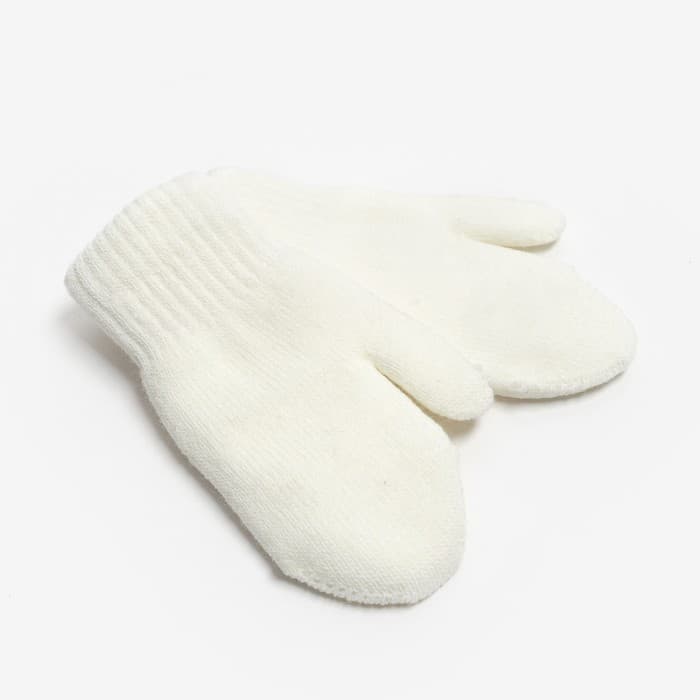 Варежки детские двухслойные MINAKU «Однотонные», белые, размер 15 (6-8 лет)