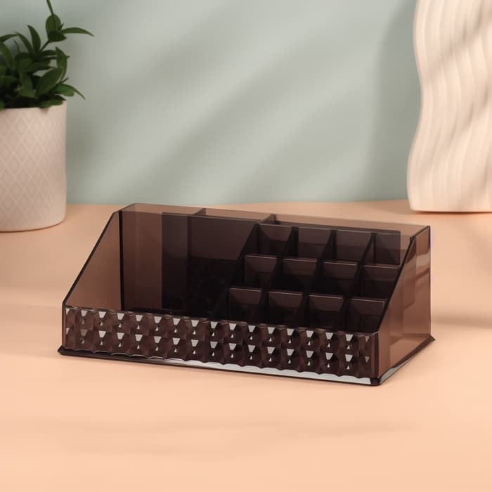 Органайзер для хранения косметики, 16 секций, 12.5×21.5×8 см, чёрный